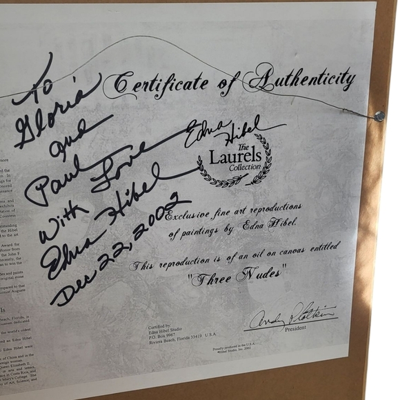 Ms. Hibel Three Nudes Lithograph Printed Autograph - Picture 5 of 5